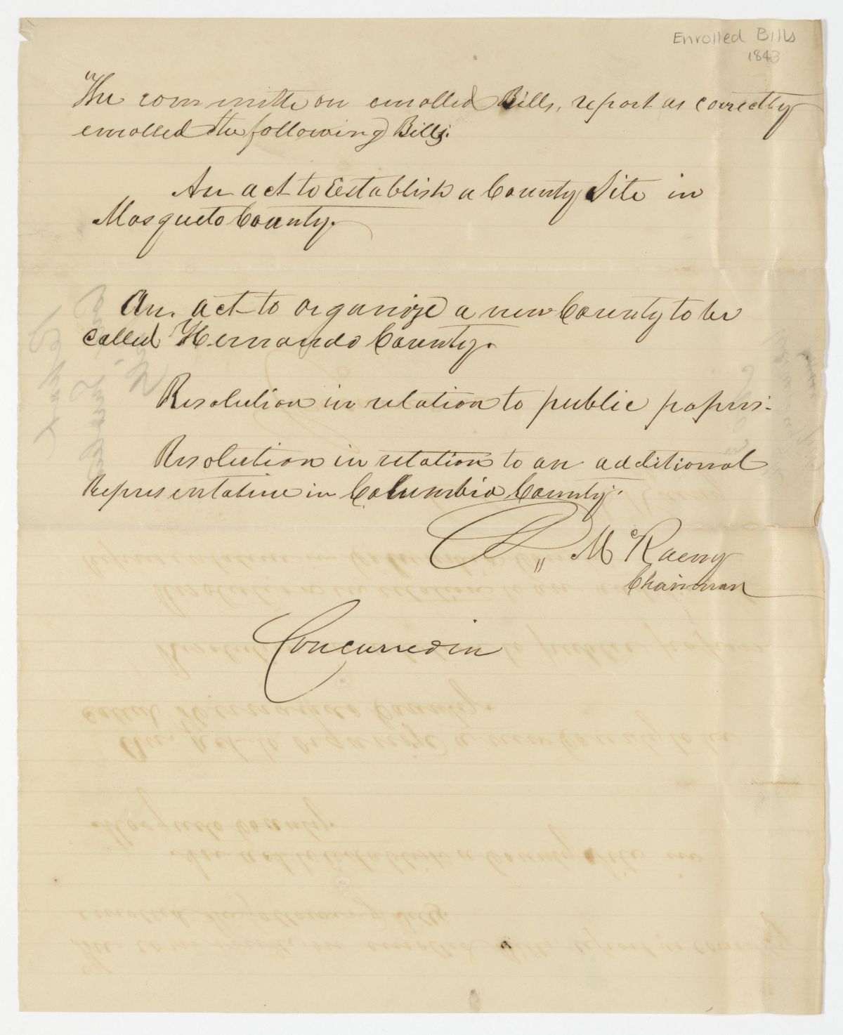 Report of the Committee on Enrolled Bills, circa 1843