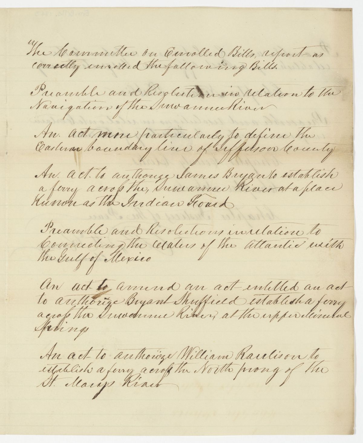 Report of the Committee on Enrolled Bills, circa 1843