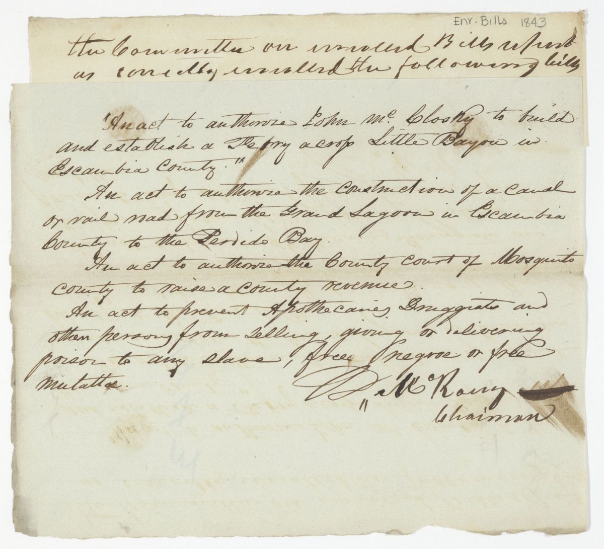 Report of the Committee on Enrolled Bills, 1843