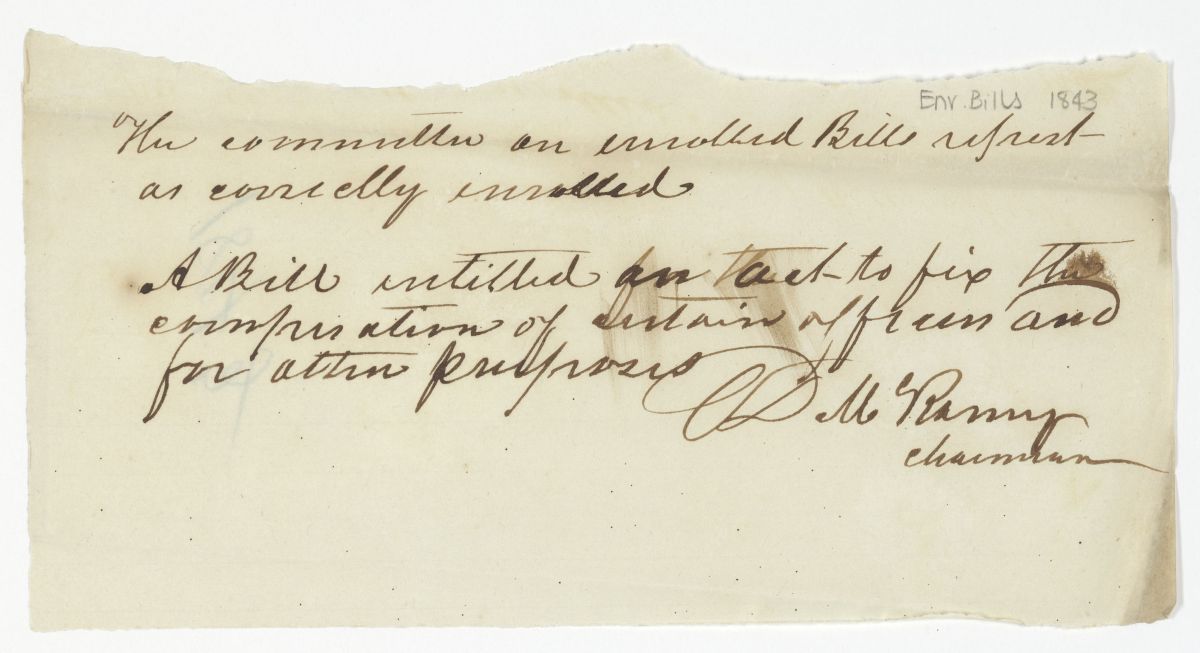 Report of the Committee on Enrolled Bills, circa 1843