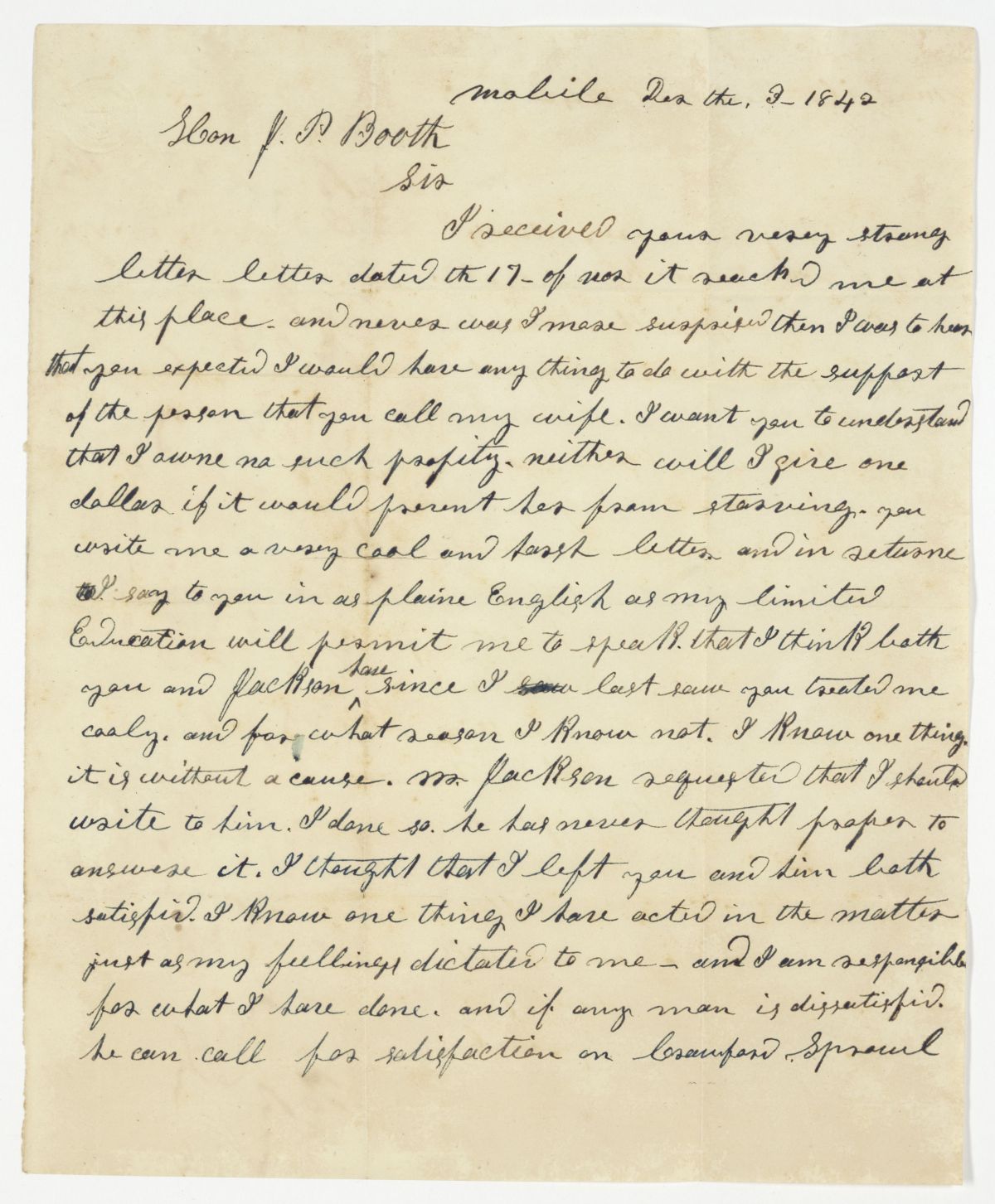 Petition of Nancy Busby Requesting a Divorce, 1843