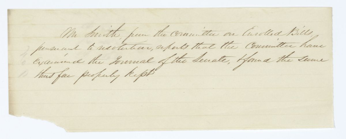 Report of the Committee on Enrolled Bills Concerning the Journal of the Senate, circa 1843