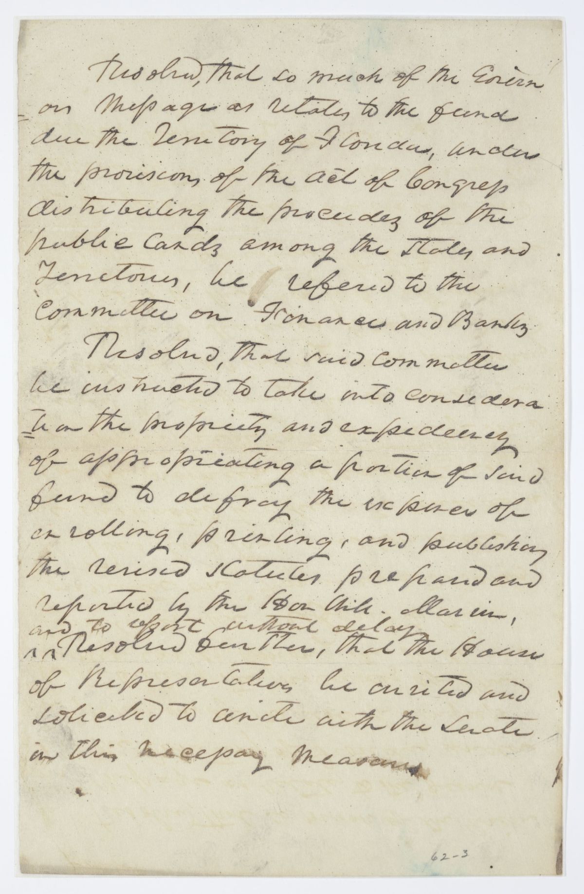 Resolution Directing the Committee on Finance and Banks to Investigate Using Certain Funds to Publish the Revised Statutes, 1843