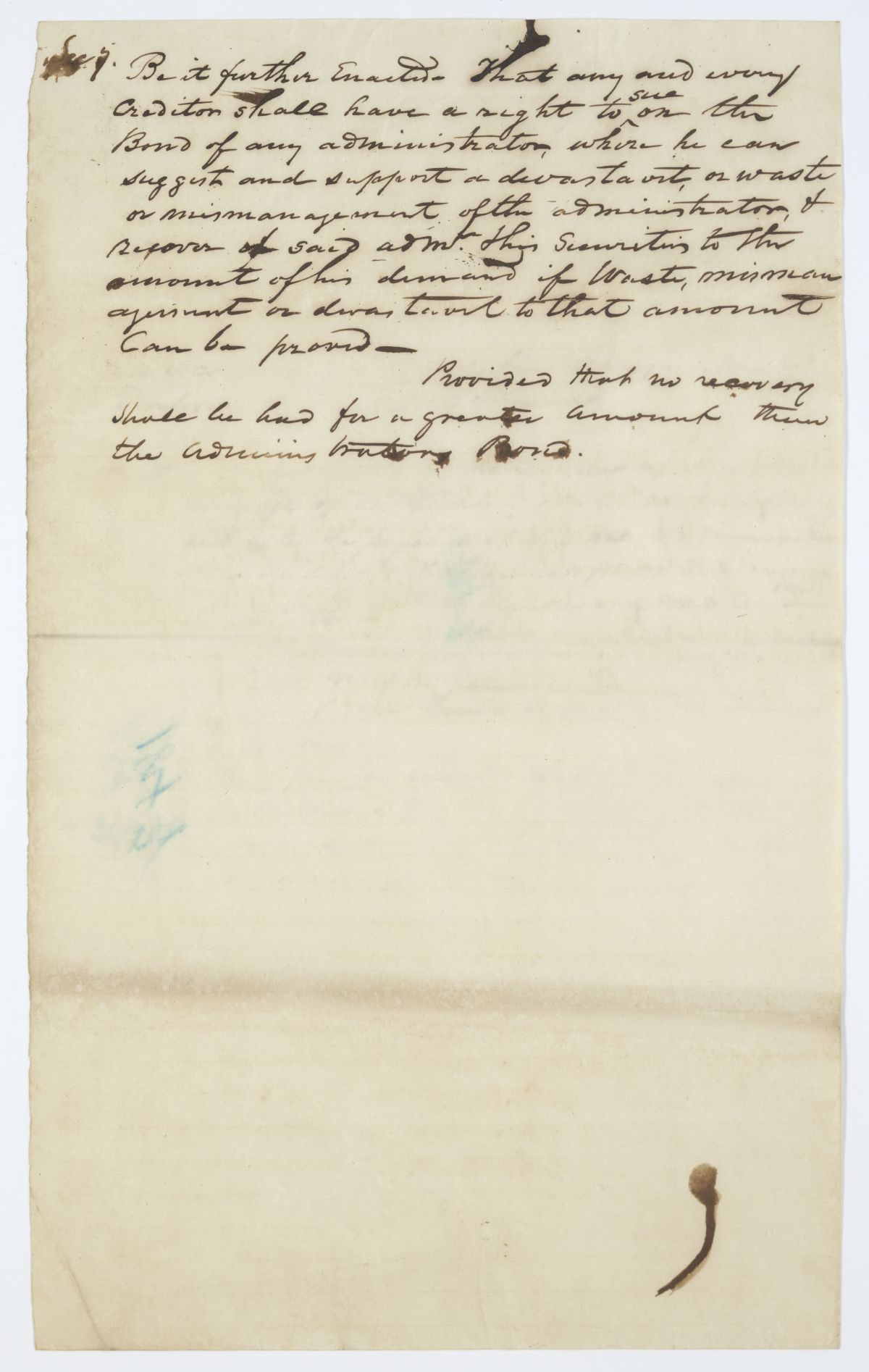 Amendment to an Act Concerning Administrators, circa 1843