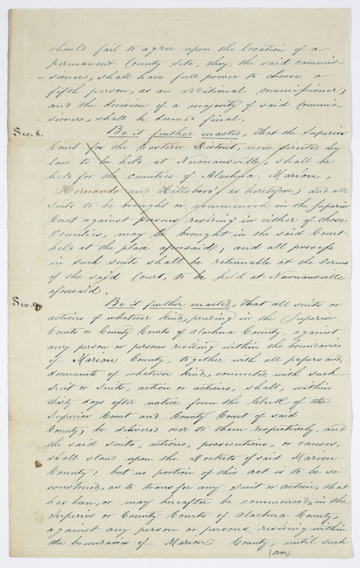 Fragment of a Draft of an Act to Organize Marion County, 1844