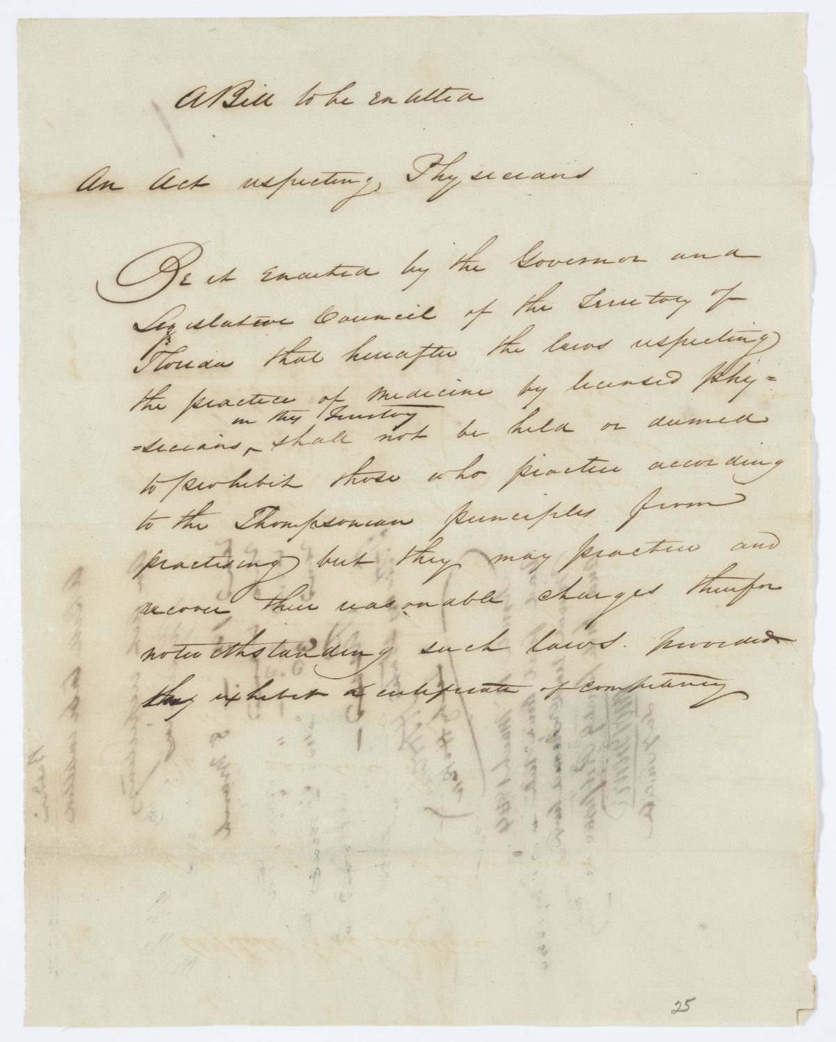 Draft of an Act Respecting Physicians, 1844