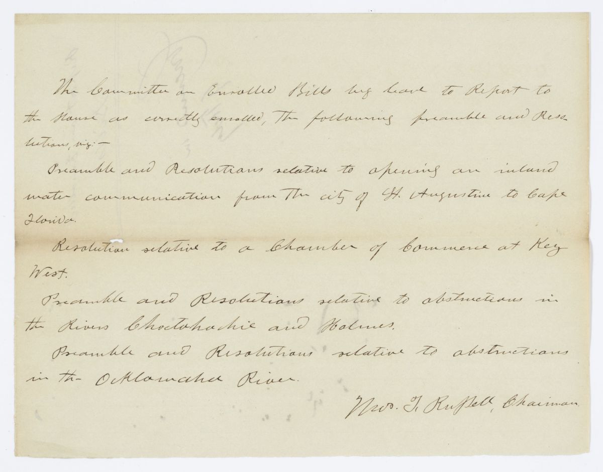 Report of the Committee on Enrolled Bills, circa 1844