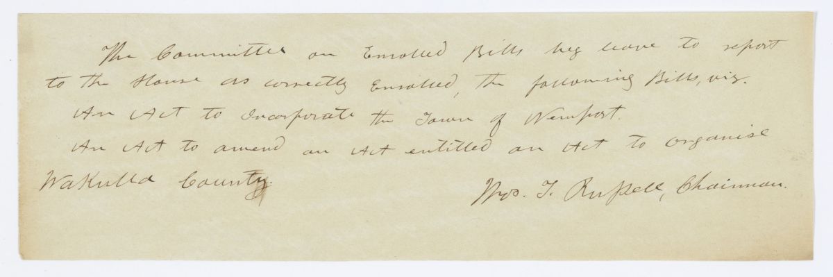 Report of the Committee on Enrolled Bills, circa 1844