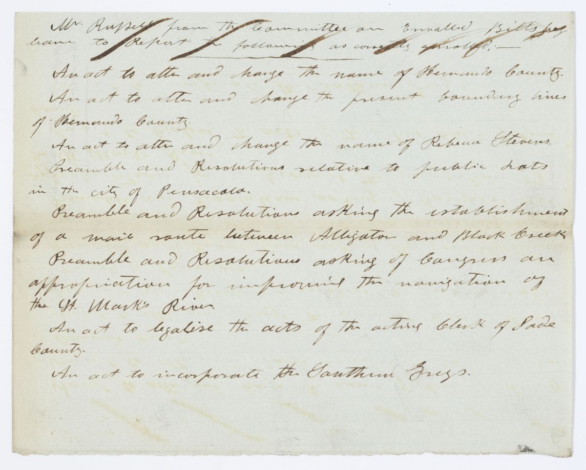 Report of the Committee on Enrolled Bills, circa 1844