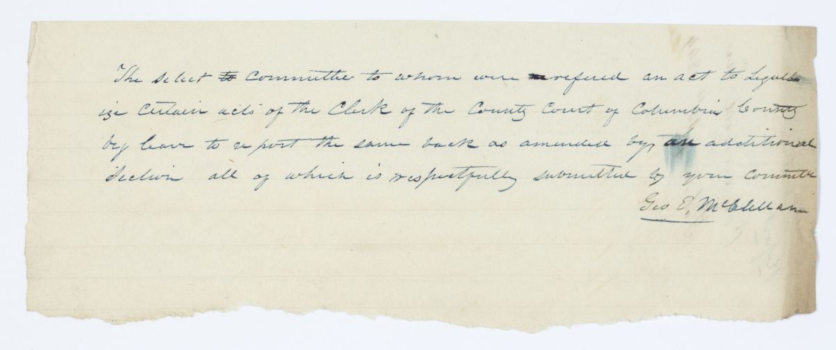 Report of the Select Committee to Whom Was Referred an Act to Legalize Certain Acts of the Clerk of the Columbia County Court, 1844