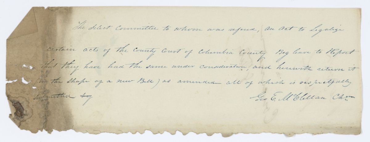 Report of the Select Committee to Whom Was Referred an Act to Legalize Certain Acts of the Columbia County Court, circa 1844