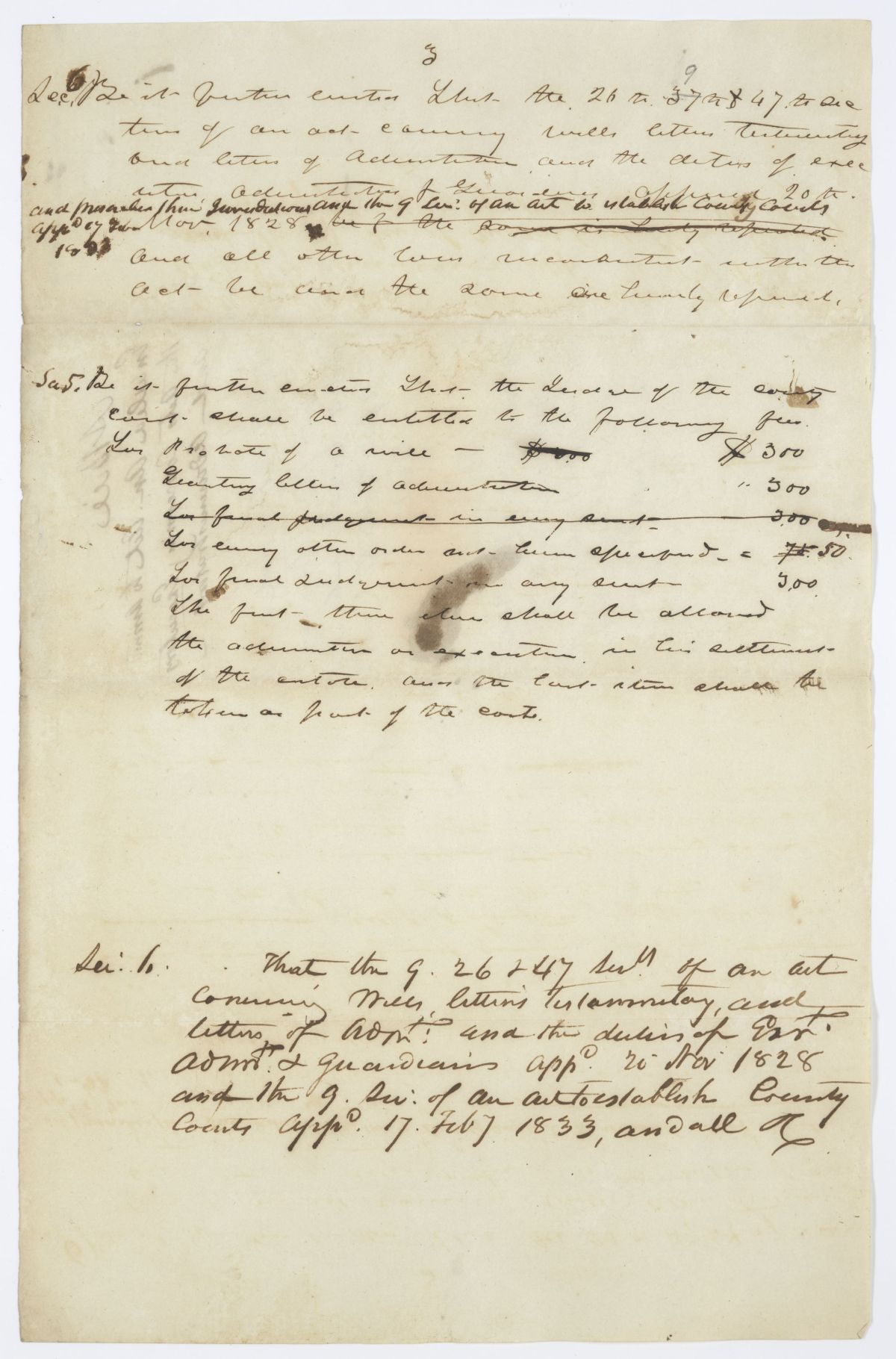 Fragment of a Draft of an Act to Amend the Acts Concerning Executors and Administrators, 1844