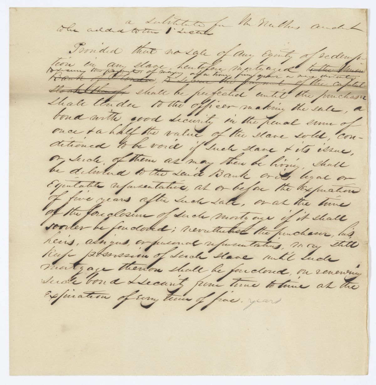 Amendment to an Act Regarding the Sale of Equities of Redemption of Enslaved Persons, 1843