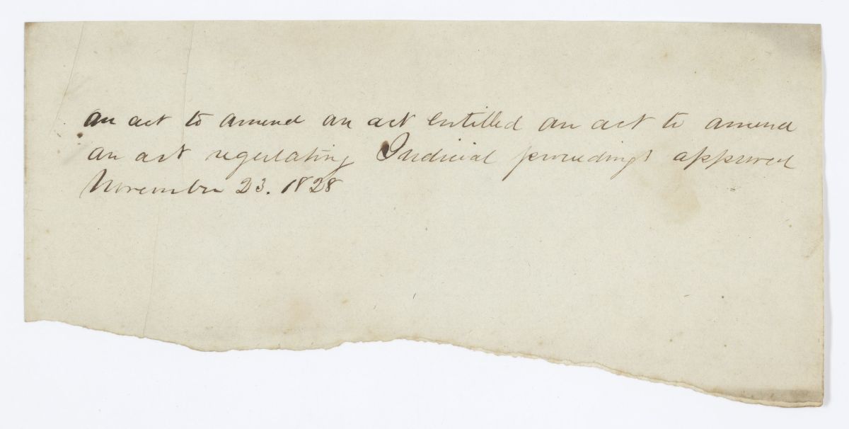 Fragment of an Act Entitled An Act to Amend an Act Entitled An Act to Amend an Act Regulating Judicial Proceedings, Approved November 23, 1828, circa 1844