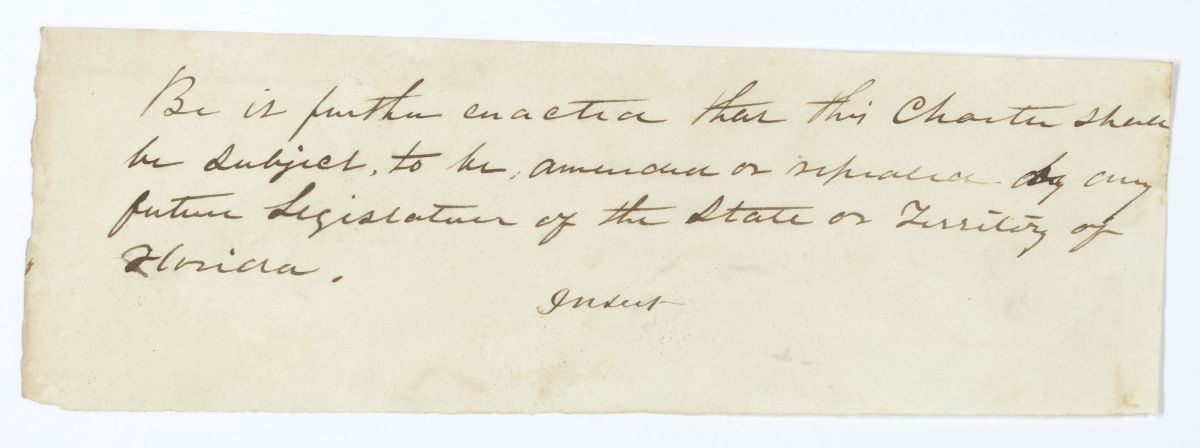 Amendment to an Unspecified Act Concerning a Charter, circa 1844