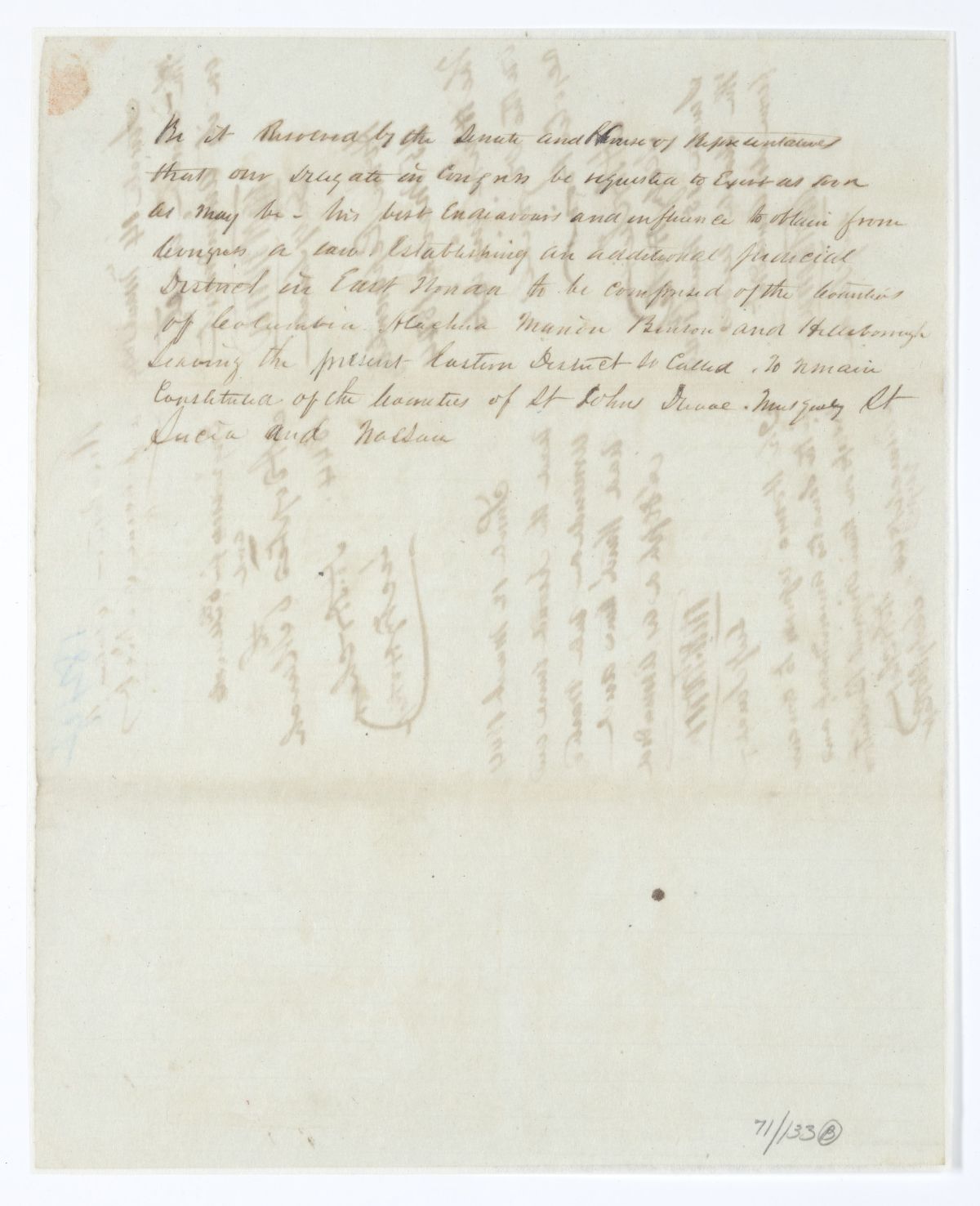 Resolution Directing the Florida Delegate in Congress to Procure a Law to Establish an Additional Judicial District, 1844