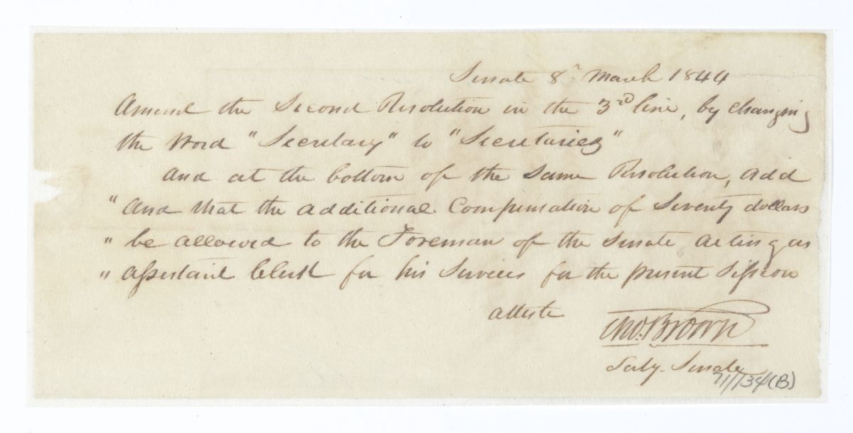 Amendment to a Resolution Concerning the Compensation of Officers of the Territorial Legislative Council, 1844