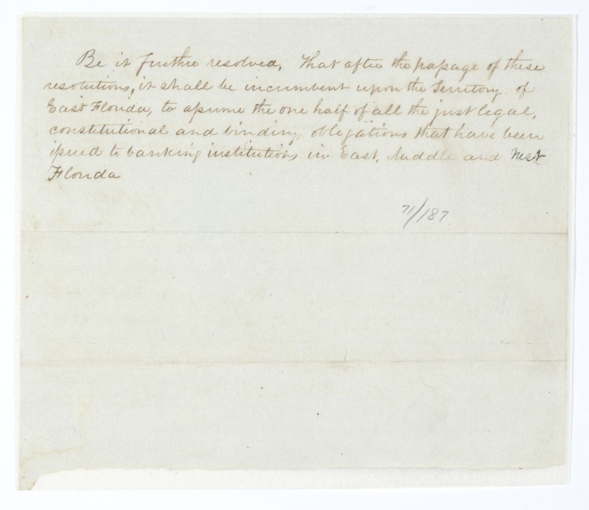 Amendment to a Resolution Concerning Banking Institutions, circa 1844