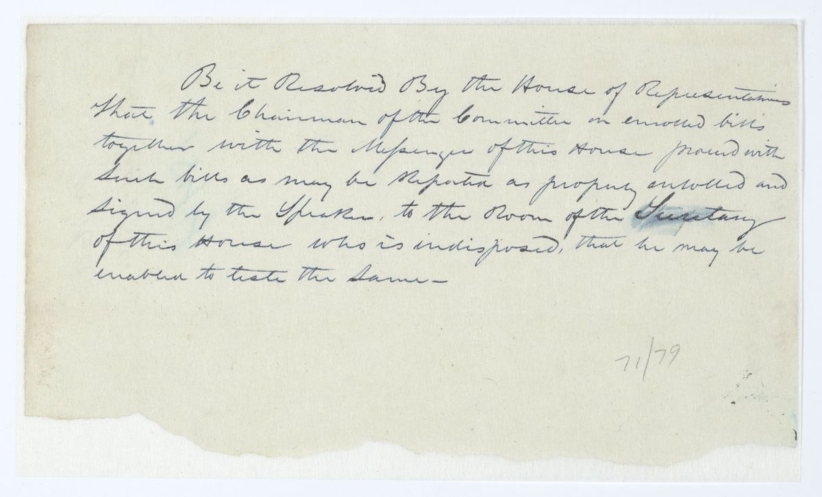 Resolution Directing the Chairman of the Committee on Enrolled Bills to Bring Certain Bills to the Secretary of the House, 1844