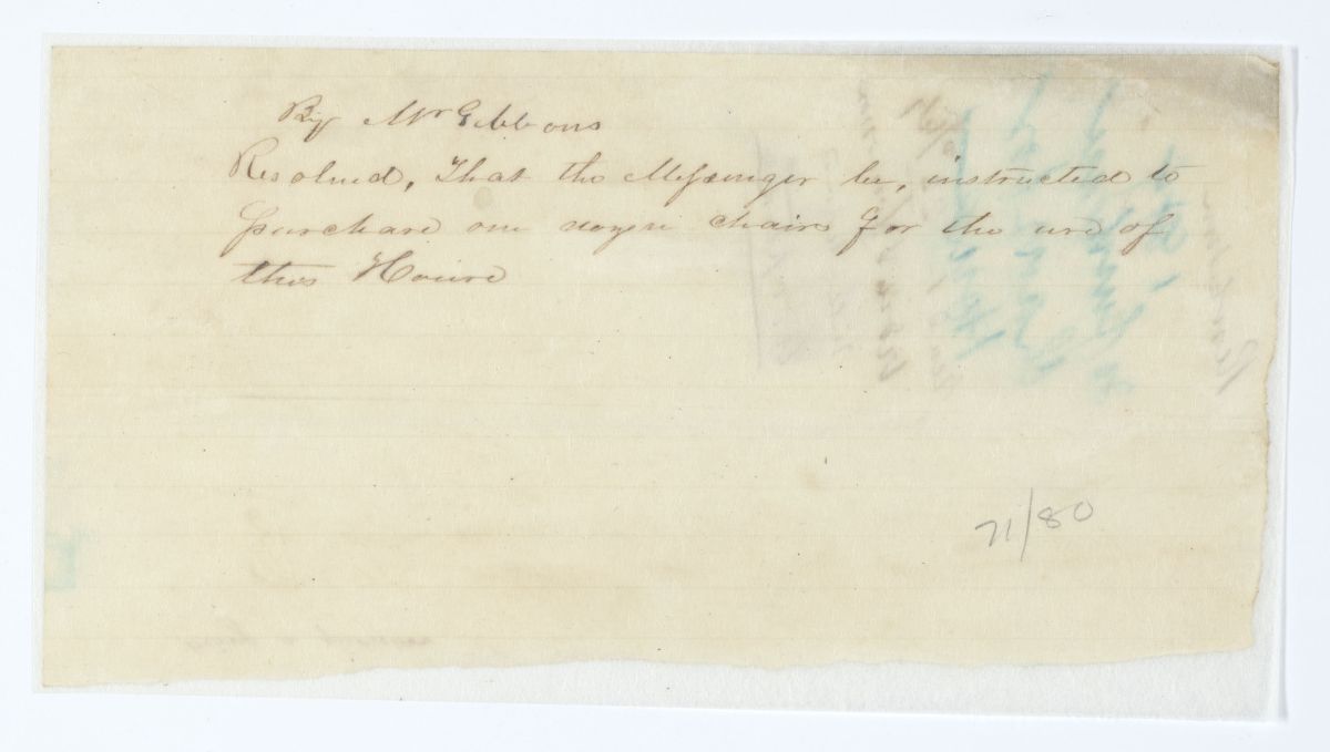 Resolution Directing the Messenger to Purchase One Dozen Chairs for the Use of the House, circa 1844