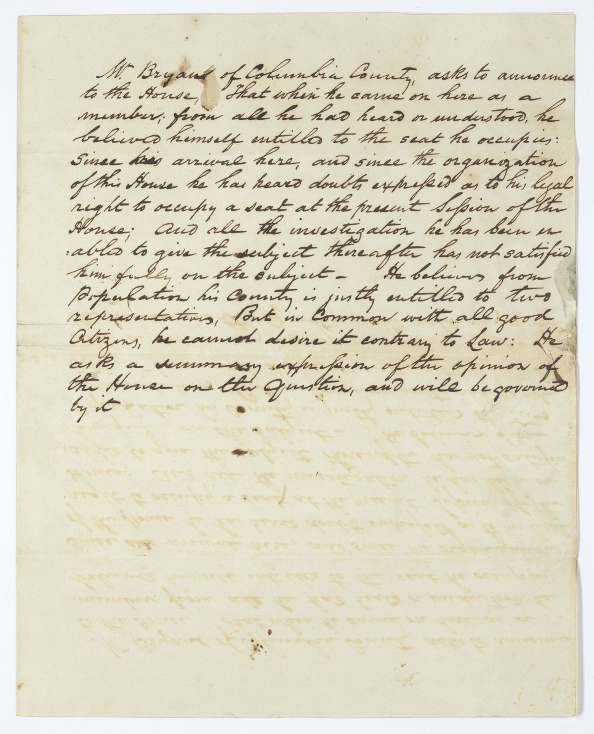 Resolutions Concerning Nathaniel Bryant's Claim to a Seat on the Territorial Legislative Council, circa 1844