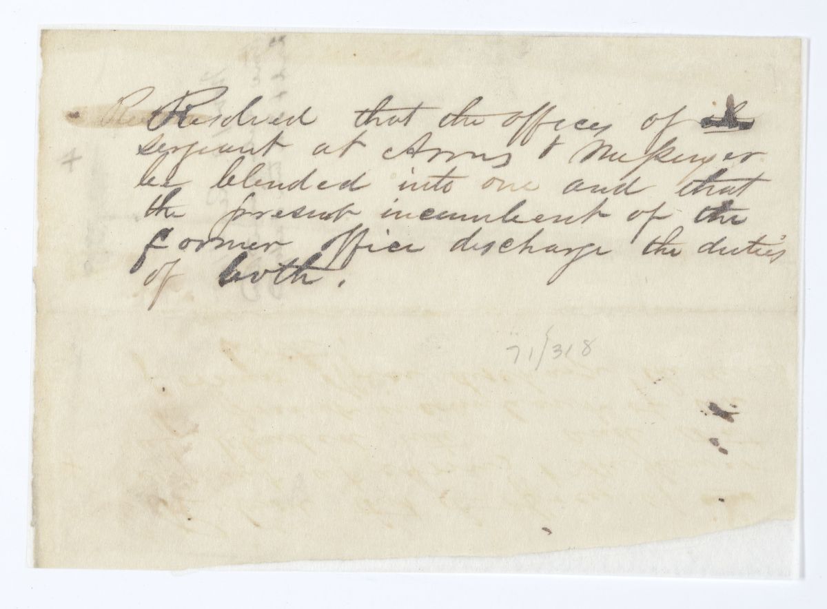 Resolution Merging the Offices of Sergeant at Arms and Messenger, circa 1844