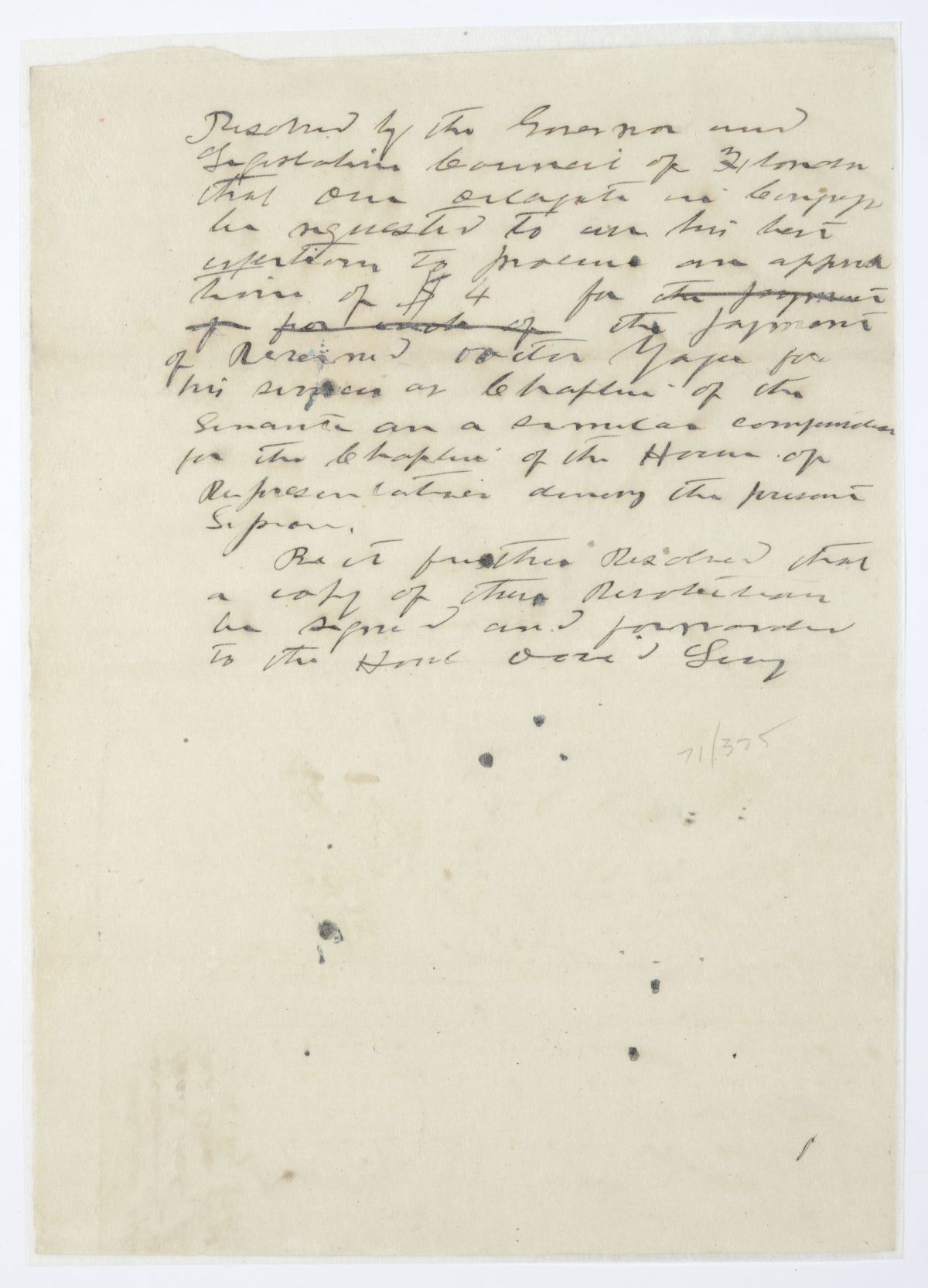 Resolution Directing the Florida Delegate in Congress to Procure an Appropriation to Pay the Chaplains of the Territorial Legislative Council, 1844