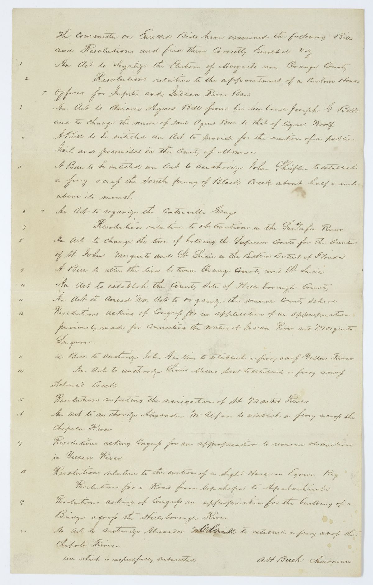 Report of the Committee on Enrolled Bills, circa 1845