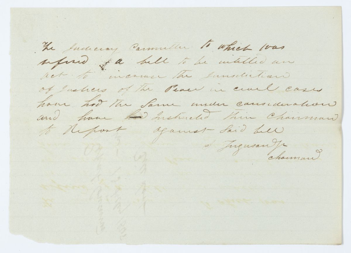 Report of the Judiciary Committee to Which Was Referred a Bill to Increase the Jurisdiction of Justices of the Peace, 1845