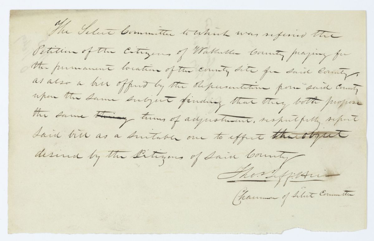 Report of the Select Committee to Which Was Referred a Petition of Citizens of Wakulla County Regarding the County Seat, 1845