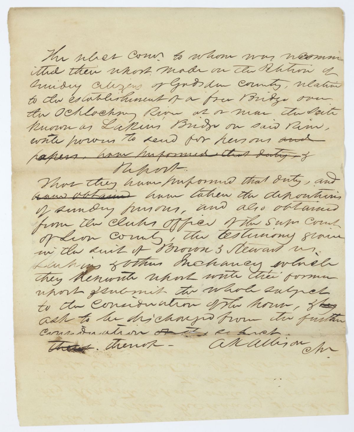 Report of the Select Committee to Whom Was Referred a Petition of Citizens Relative to a Bridge over the Ochlockonee River, circa 1845