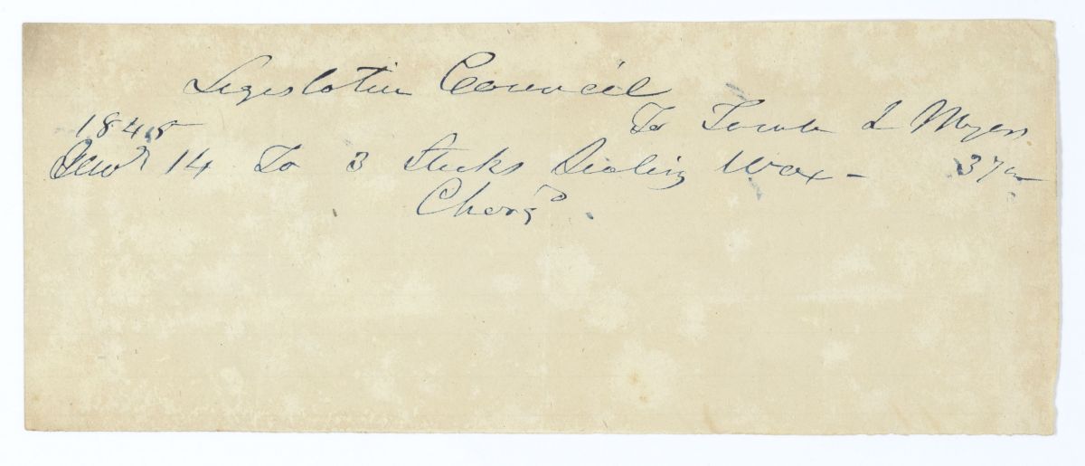 Receipt for Sealing Wax, 1845