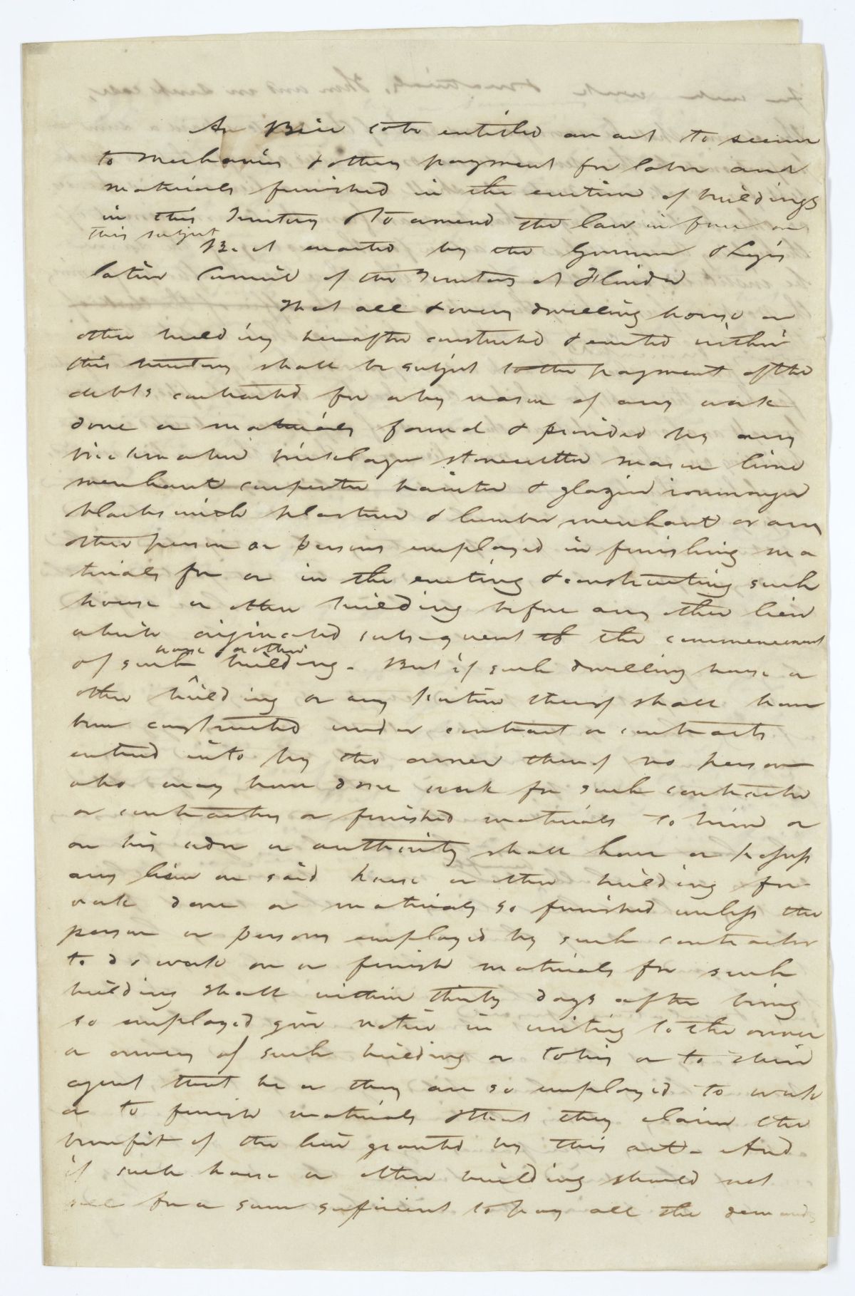 Two Drafts of Acts Concerning Mechanics, circa 1845