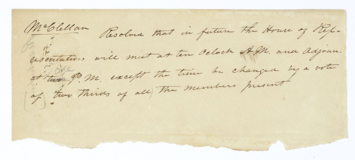 Resolution Changing the Meeting Time of the Florida House of Representatives, 1845