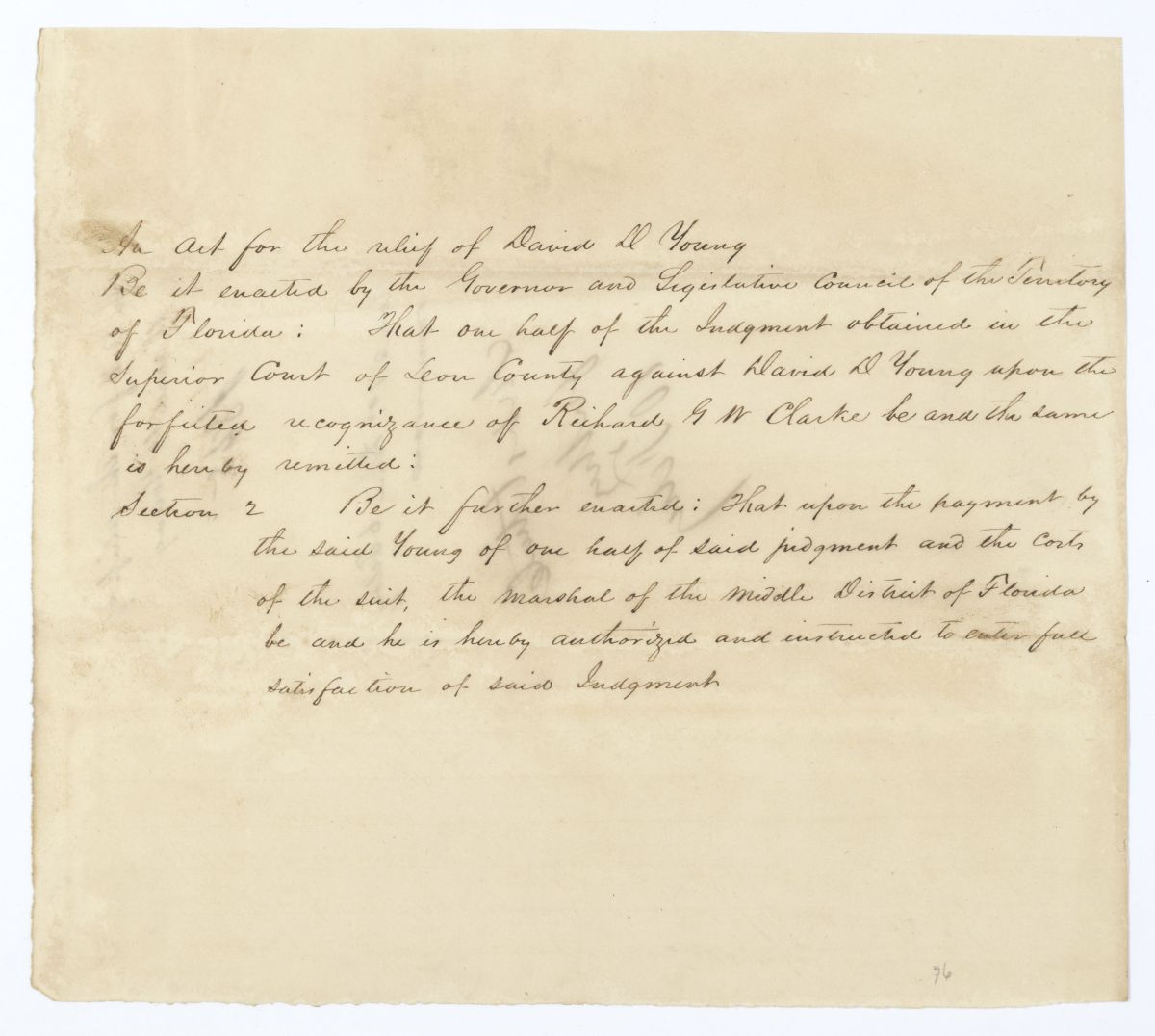 Two Drafts of an Act for the Relief of David D. Young, 1845