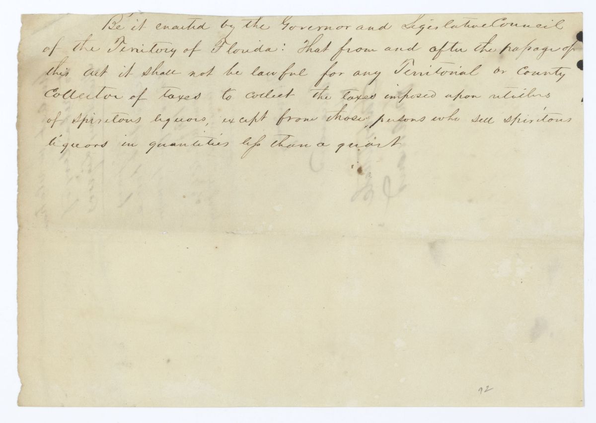 Draft of an Act in Relation to Retailers of Spirituous Liquors, 1845