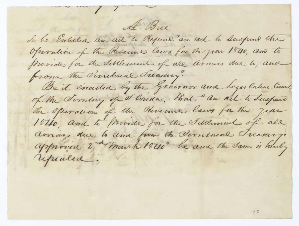 Draft of an Act to Repeal an Act to Suspend the Operation of the Revenue Laws, 1845