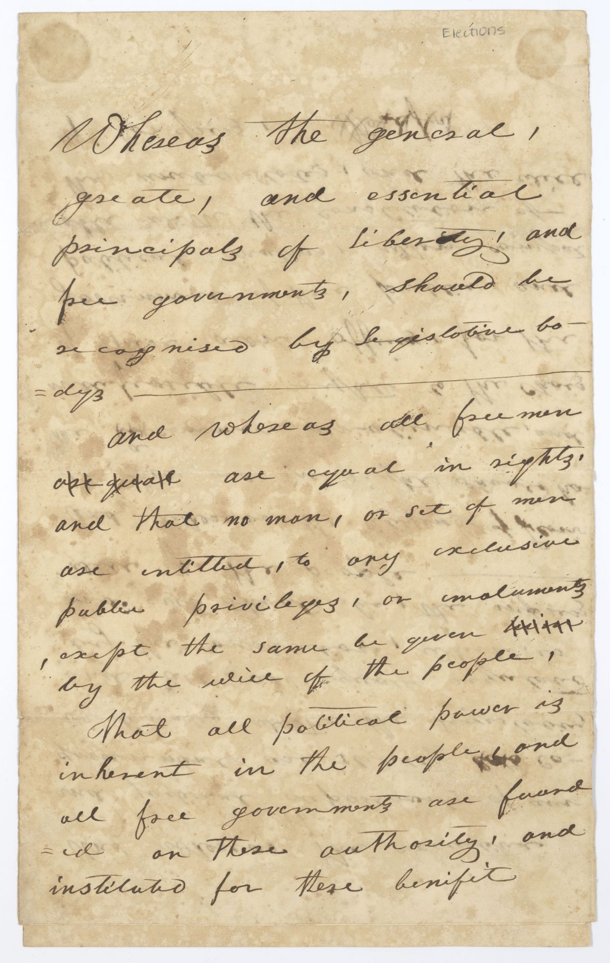 Draft of an Act Concerning County Officers, circa 1845