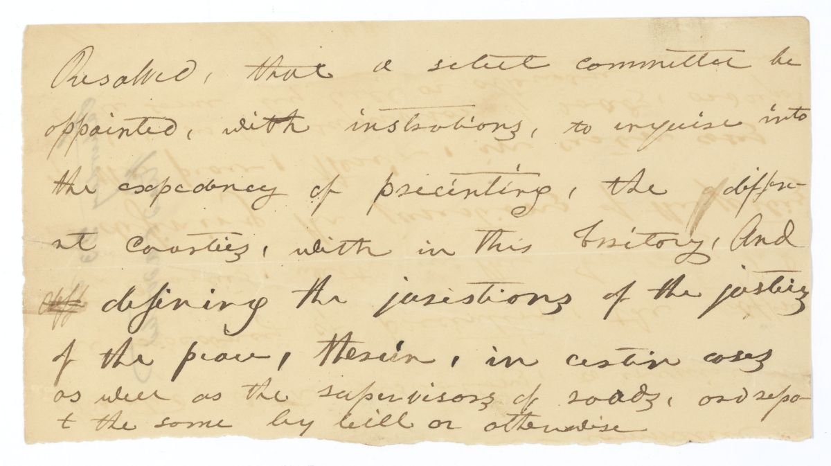 Resolution Calling for a Select Committee to Inquire into the Expediency of Dividing the Counties into Election Districts, circa 1830