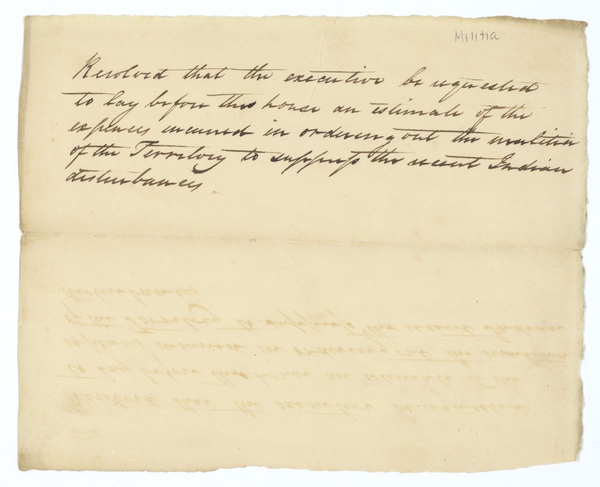 Resolution Requesting that the Governor Provide an Estimate of the Expenses of the Militia, circa 1835