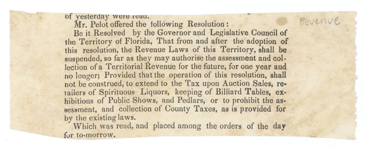 Resolution to Suspend the Revenue Laws of the Territory for One Year, 1843