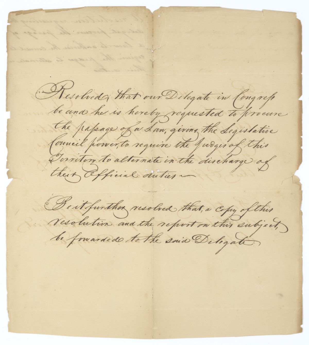 Resolution Directing the Florida Delegate in Congress to Procure a Law Giving the Territorial Legislative Council Certain Power Regarding Judges, 1832