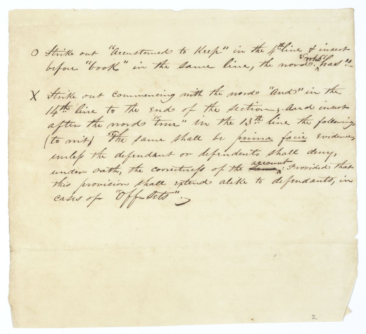 Fragment of an Amendment to an Unspecified Act, circa 1840