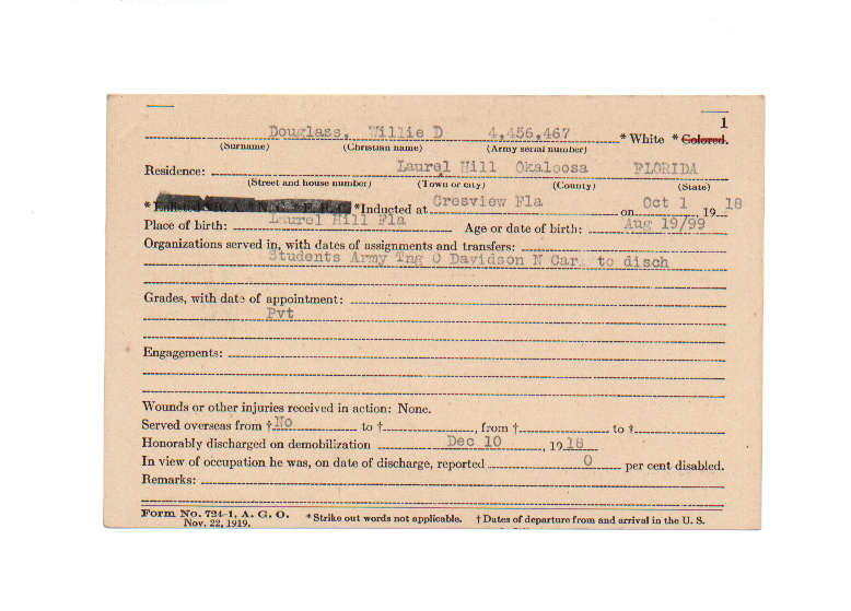 Willie D Douglass