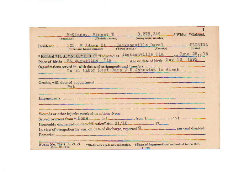 Ernest W McKinney