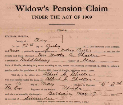 Page of Alfred S. Chalker Pension Application (1909)