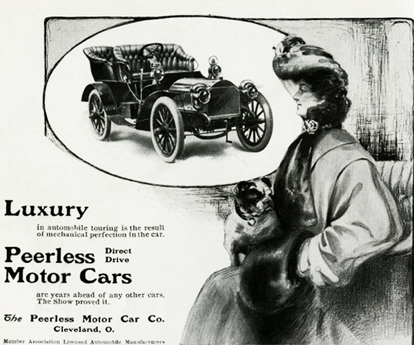 1904 Peerless Advertisement (prices started at $2800 in 1904)