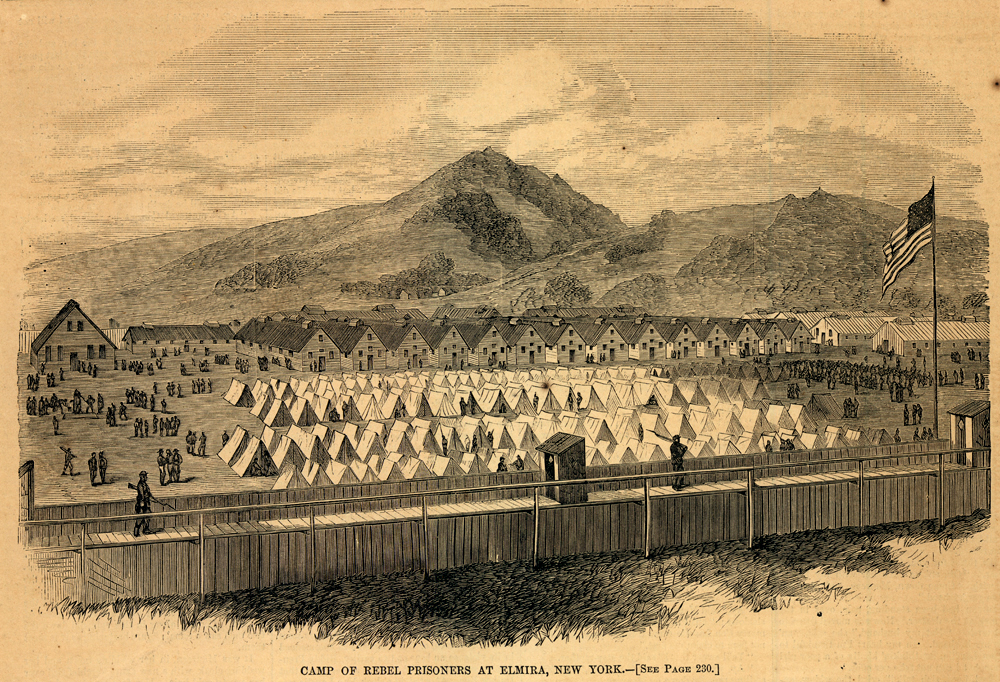 Camp of Rebel Prisoners at Elmira, New York from Harper's Weekly, April 15, 1865.