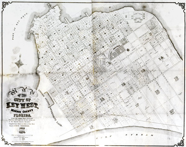 "Map of the City of Key West, Monroe County Florida..." Compiled and Drawn by Order of the Hon. Board of County Commissioners (July 1874)