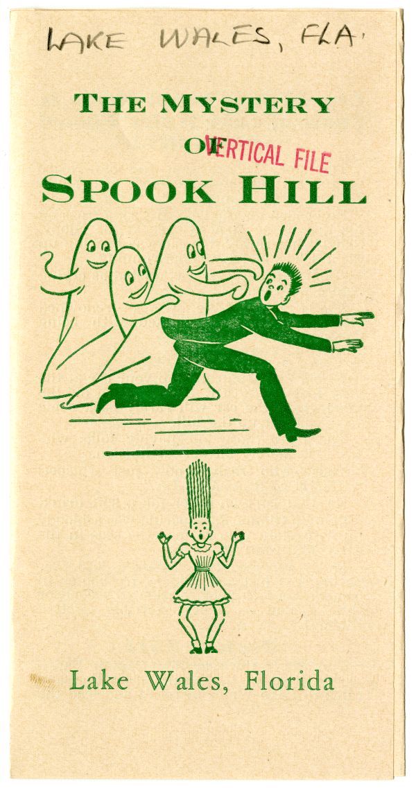 Leaflet describing Spook Hill, sponsored by Barney's Tavern in Lake Wales (1954).